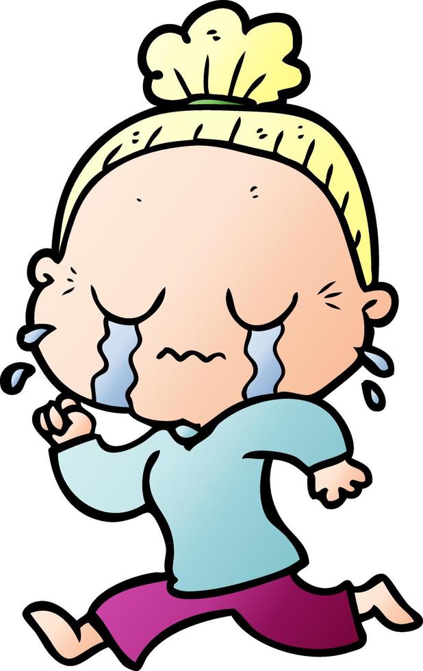 cartoon crying old lady vector