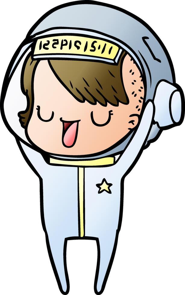 cartoon astronaut woman vector