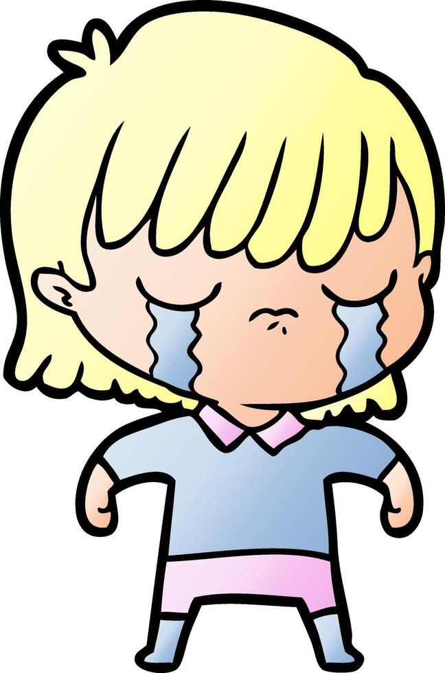 cartoon woman crying vector