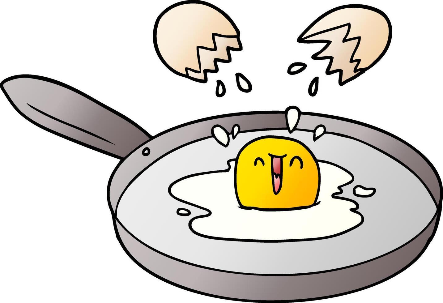 cartoon egg frying vector