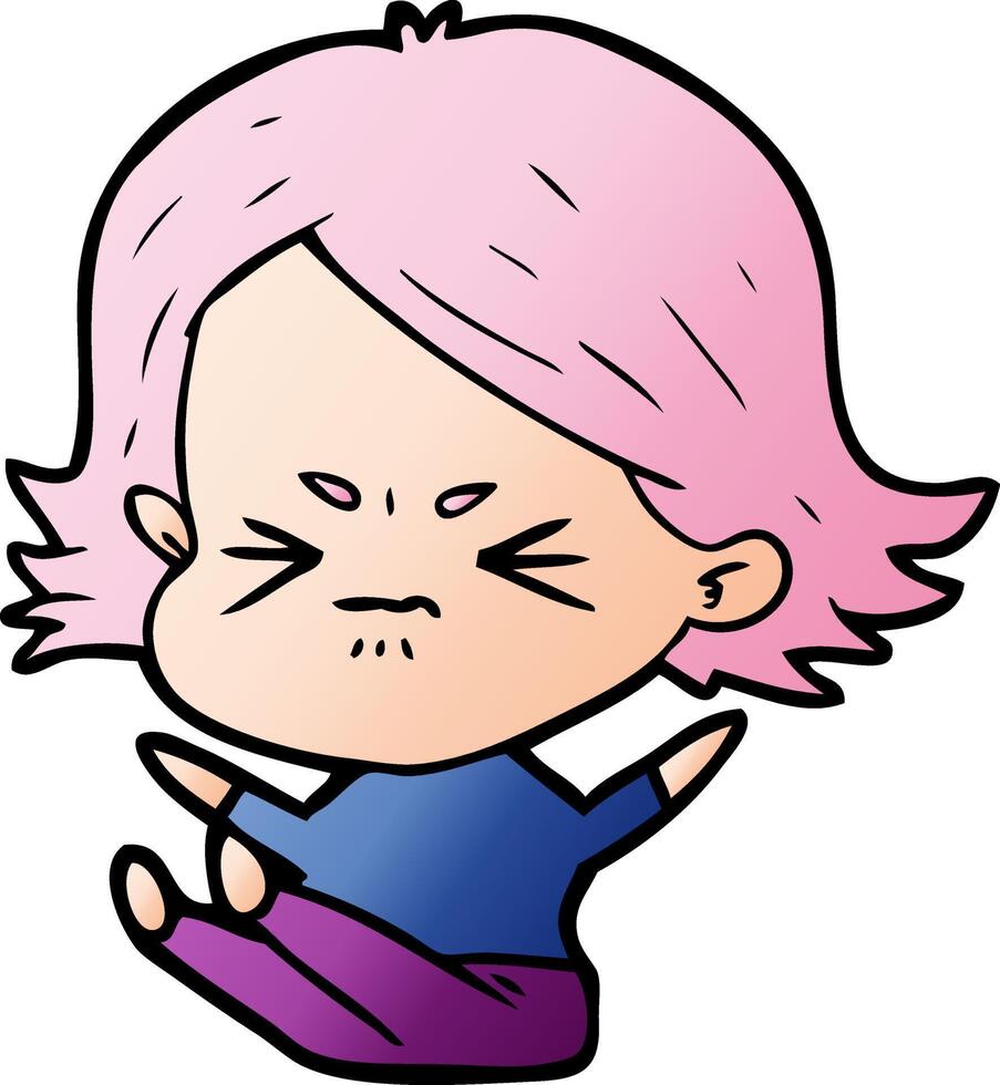 cartoon angry girl vector