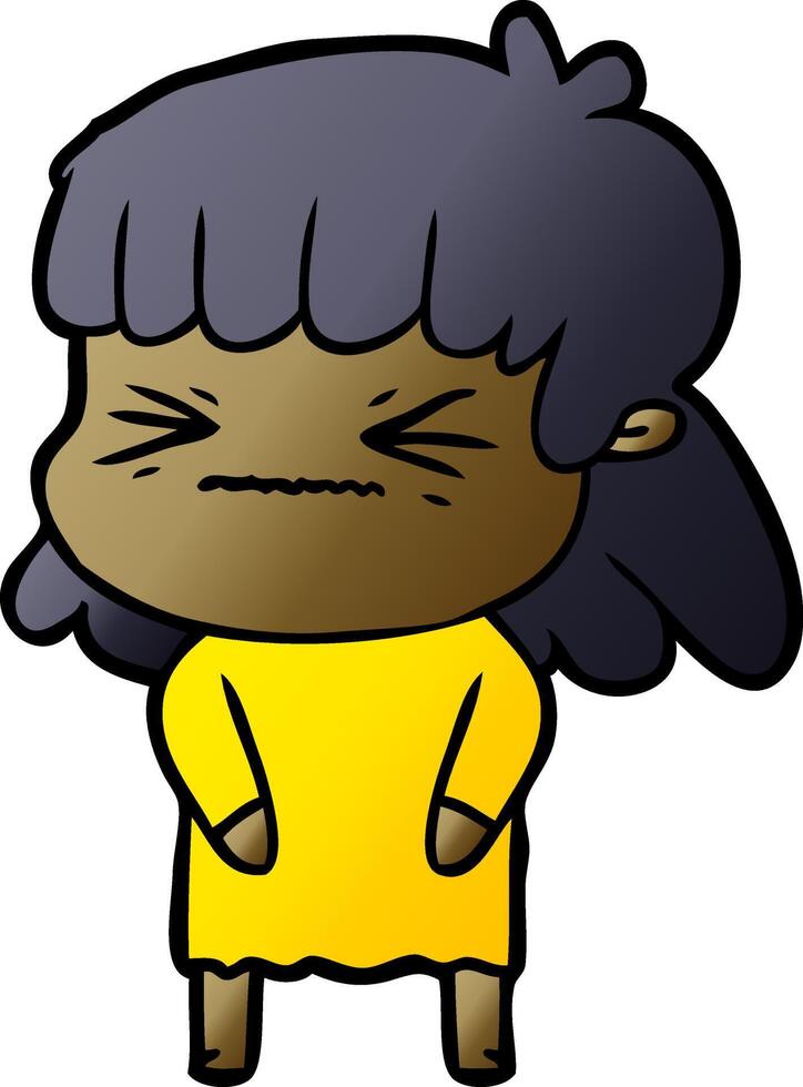 cartoon angry girl vector
