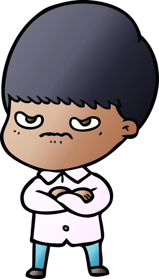 annoyed cartoon boy vector