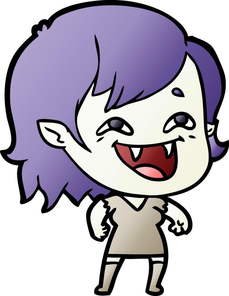 caricatura, reír, vampiro, niña vector