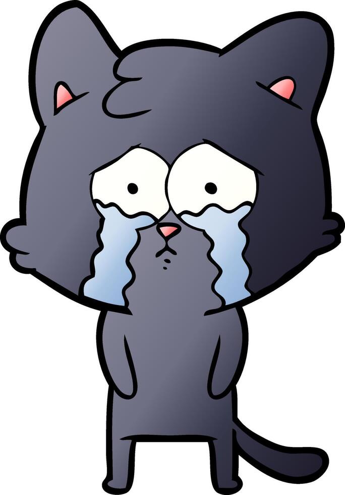 cartoon crying cat vector