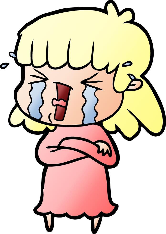 cartoon woman in tears vector