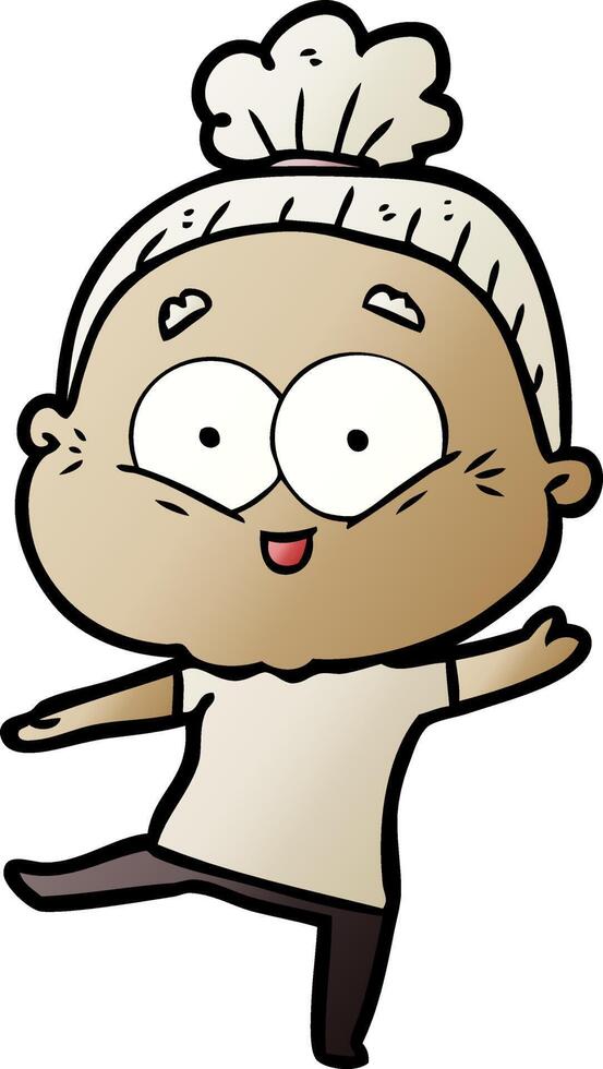 cartoon happy old woman vector