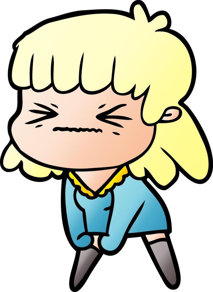 cartoon angry girl vector