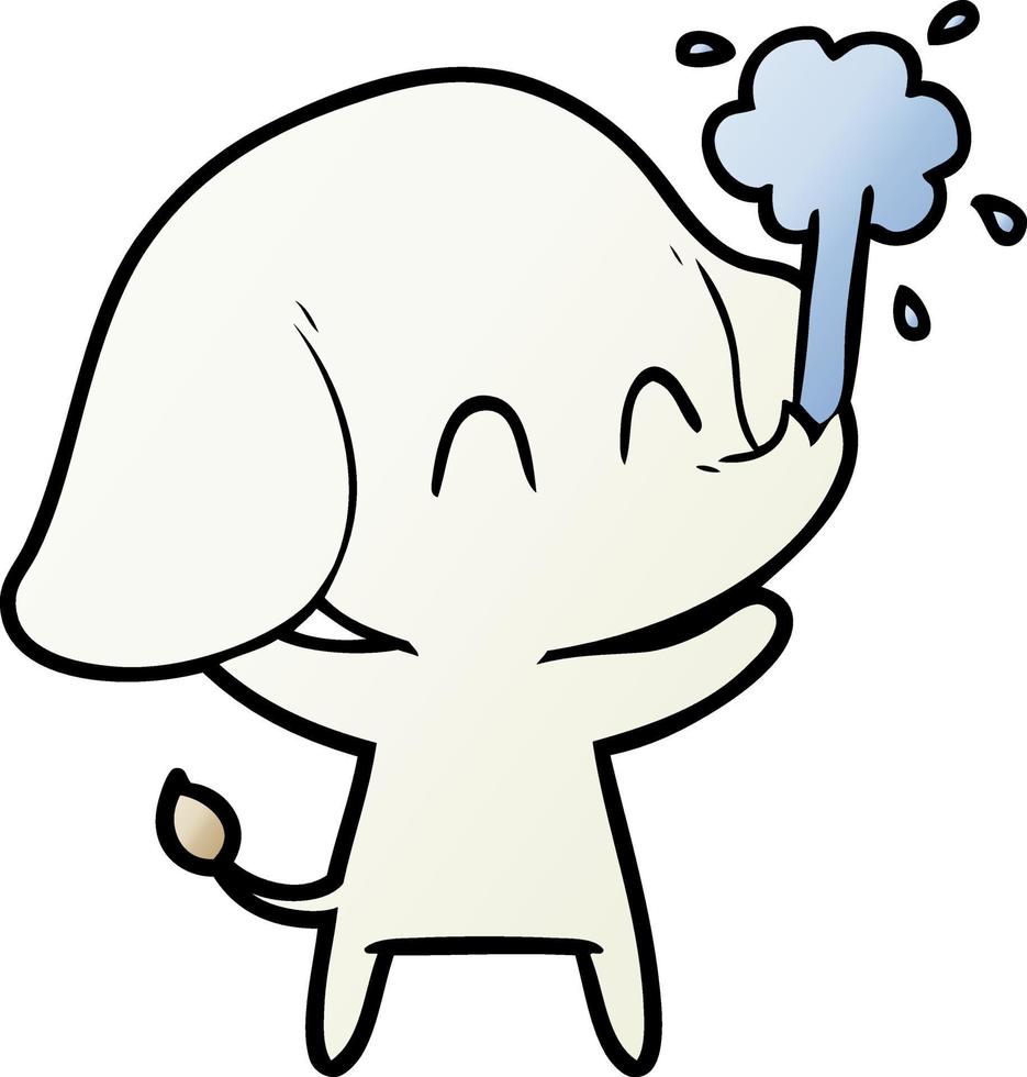 cute cartoon elephant spouting water vector