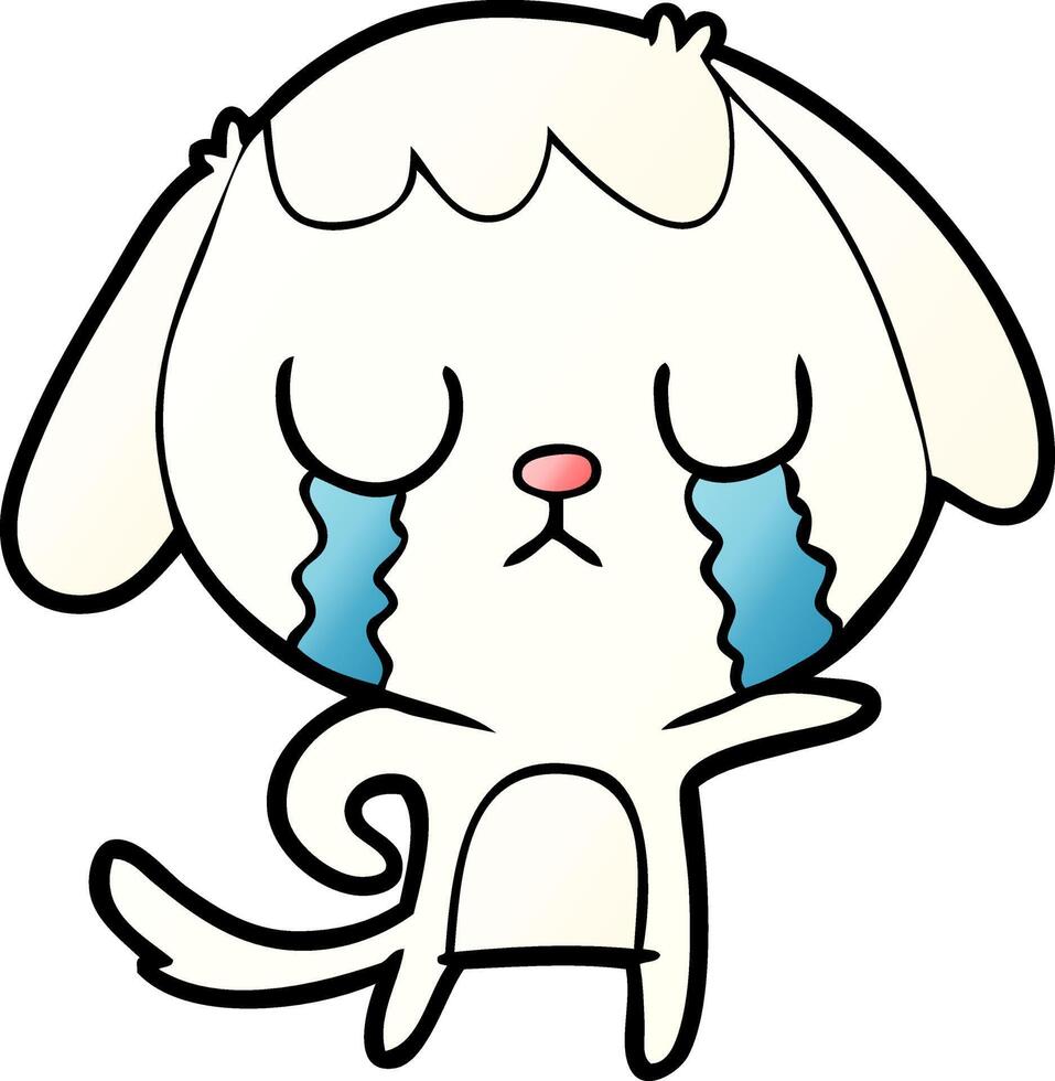 cute cartoon dog crying vector