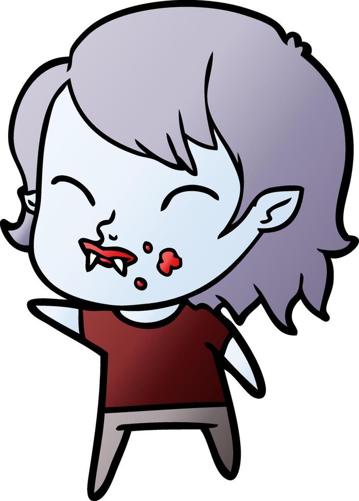 cartoon vampire girl with blood on cheek vector