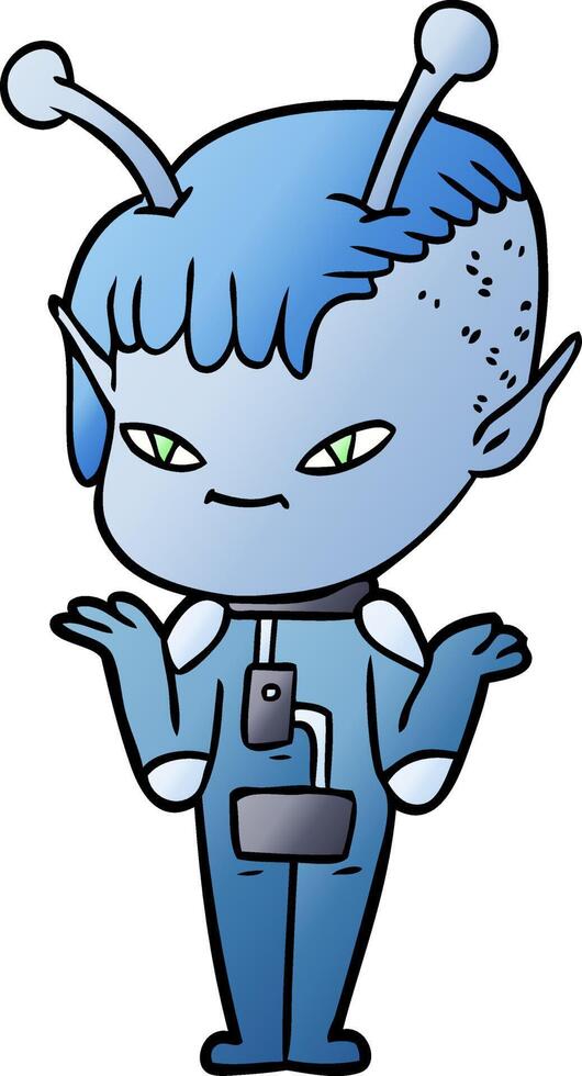 cute cartoon alien girl vector