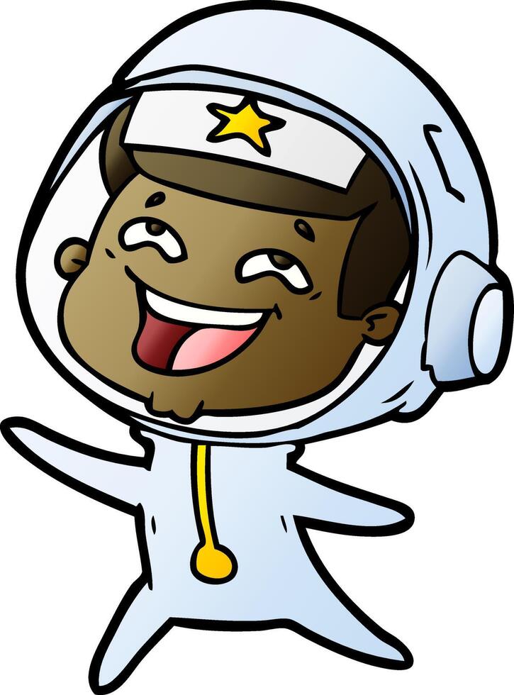 cartoon laughing astronaut vector