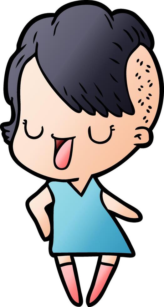 cute cartoon girl with hipster haircut vector