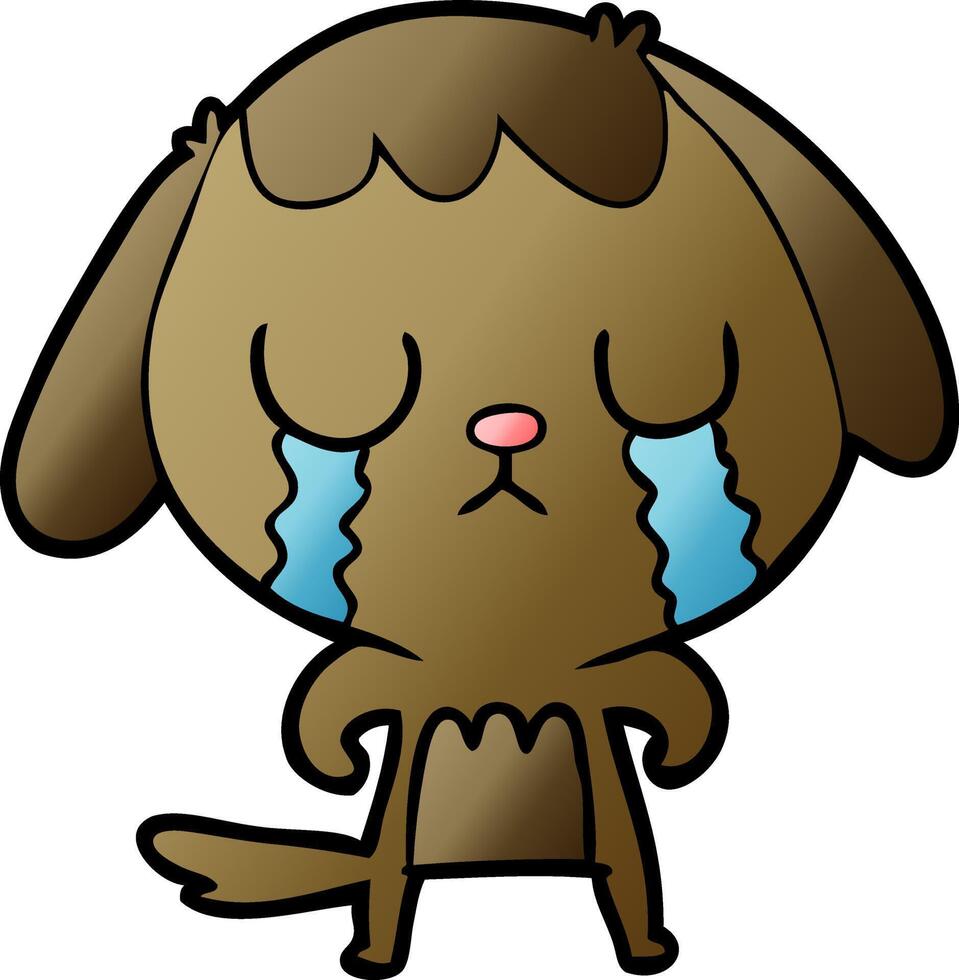 cute cartoon dog crying vector