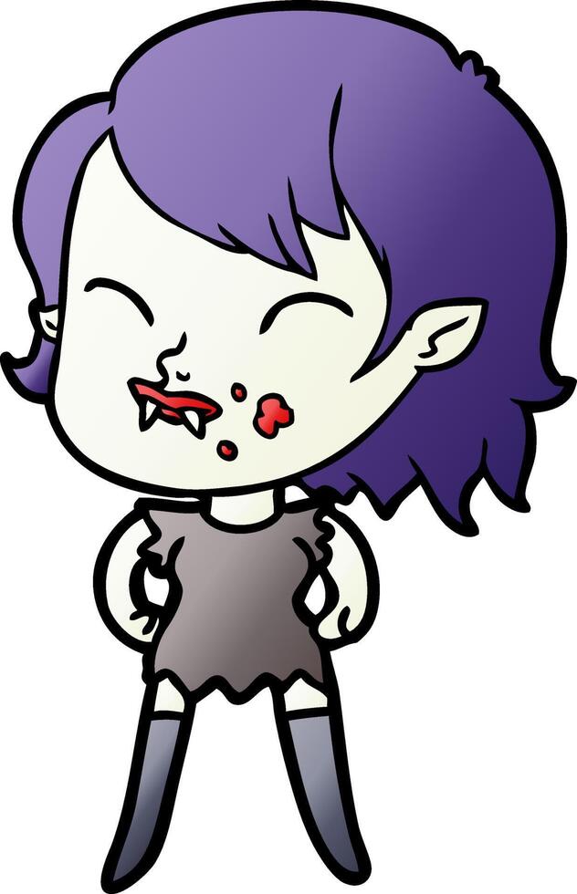 cartoon vampire girl with blood on cheek vector