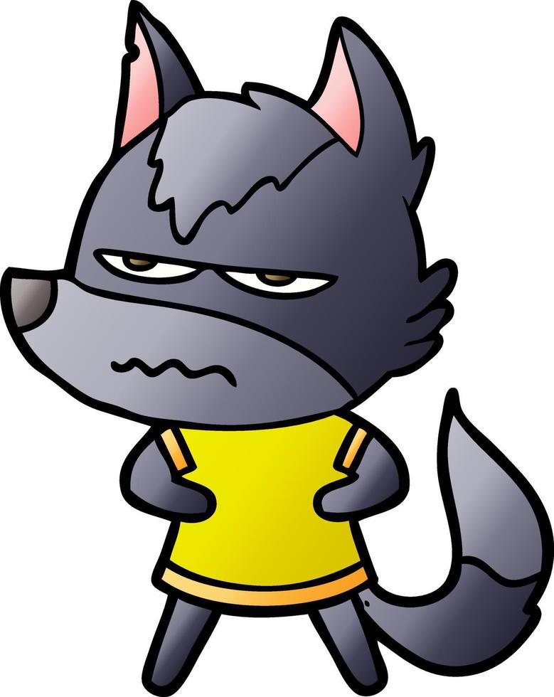 cartoon annoyed wolf vector