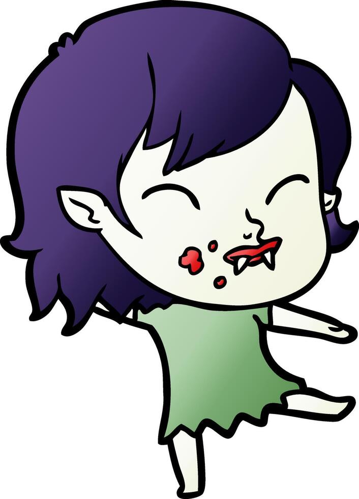 cartoon vampire girl with blood on cheek vector