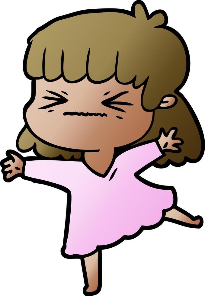 cartoon angry girl vector