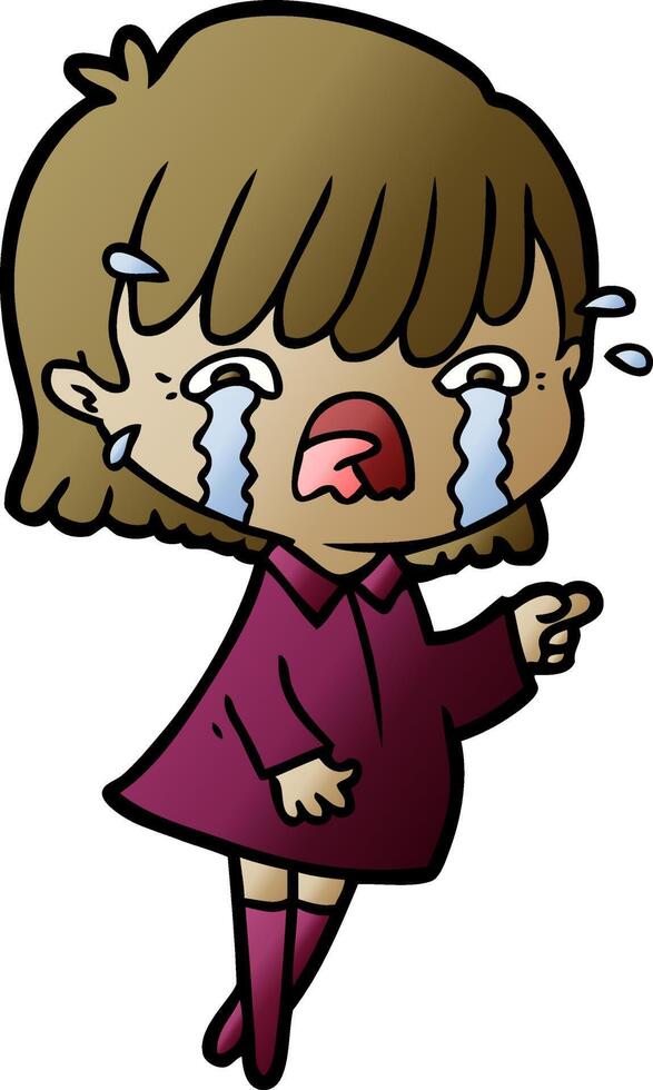 cartoon girl crying vector