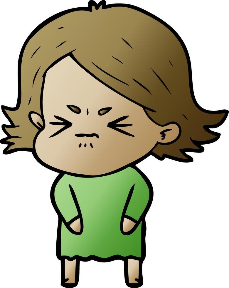cartoon angry girl vector