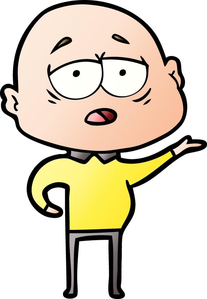 cartoon tired bald man vector