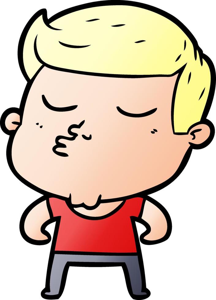 cartoon model guy pouting vector