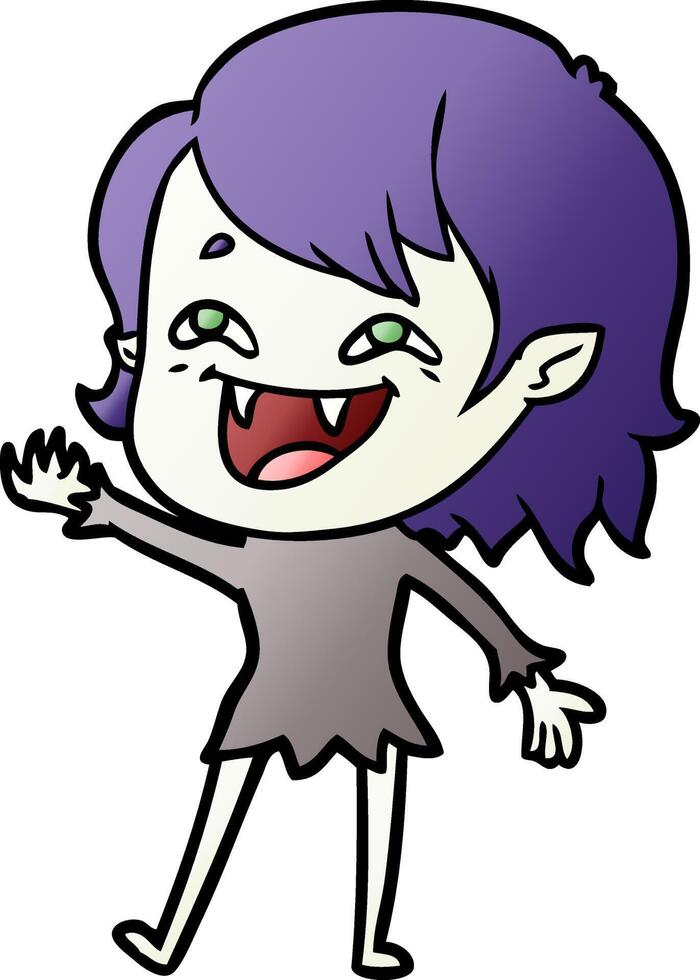 caricatura, reír, vampiro, niña vector