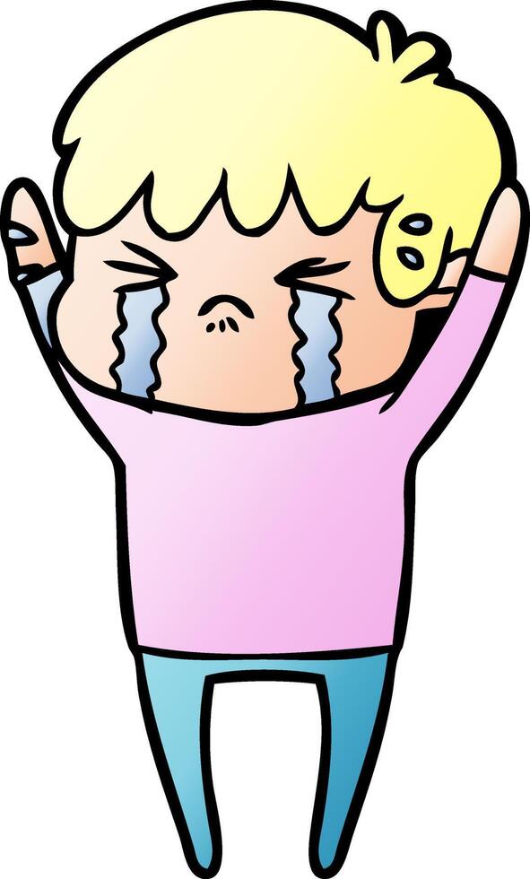 cartoon boy crying vector