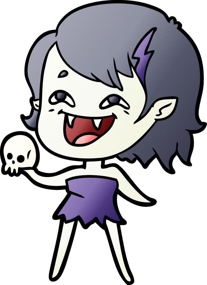 caricatura, reír, vampiro, niña vector