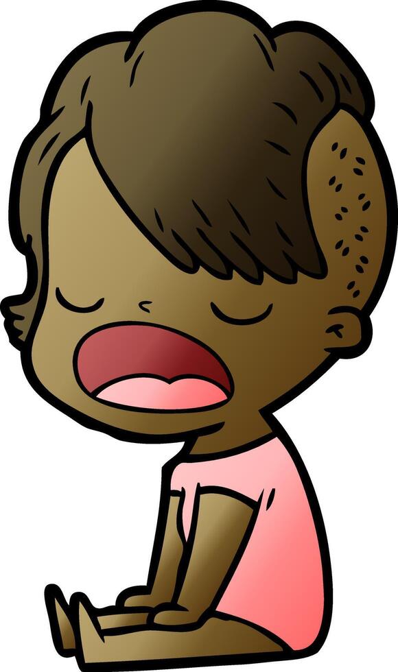 cartoon cool hipster girl talking vector