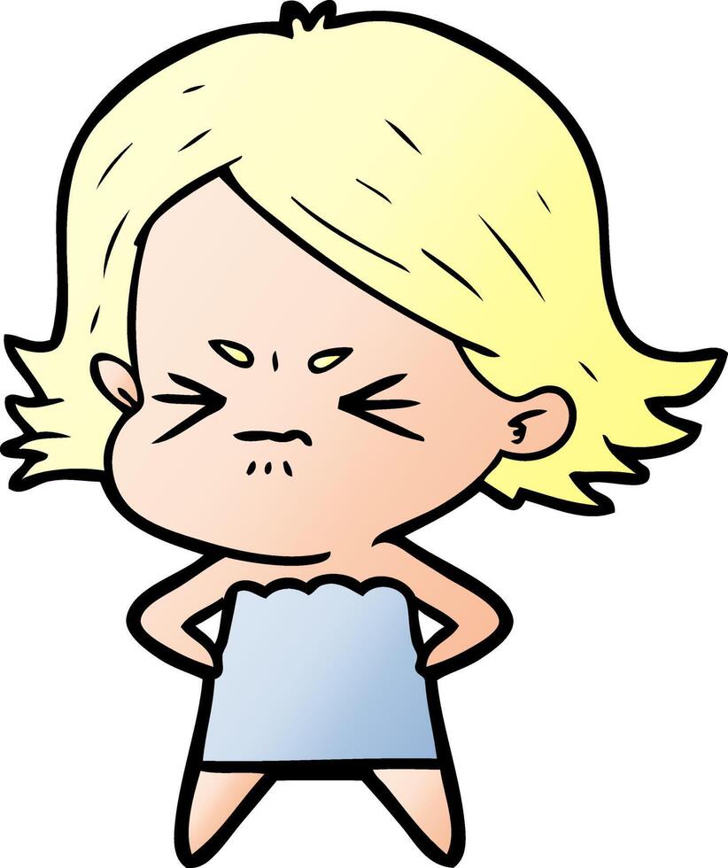 cartoon angry girl vector