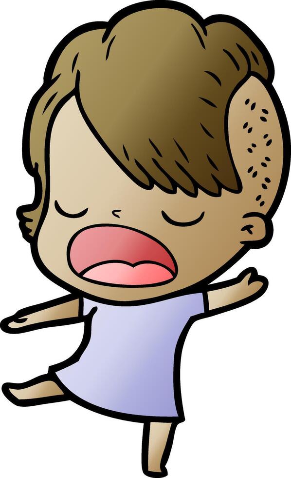 cartoon cool hipster girl talking vector
