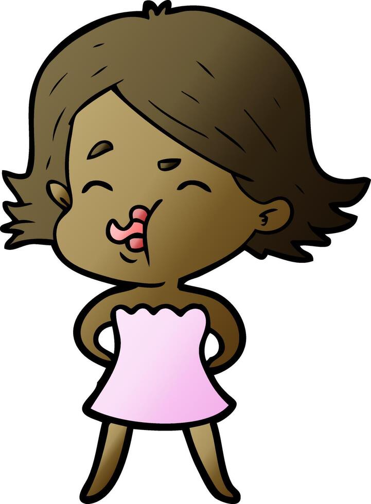 cartoon girl pulling face vector