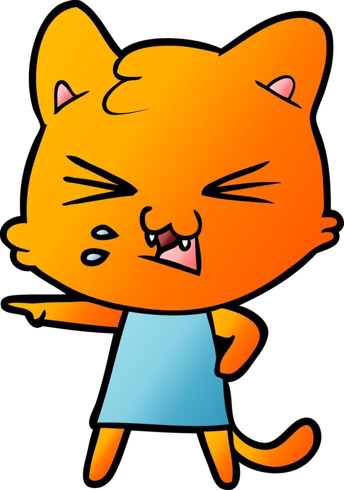 cartoon cat hissing vector