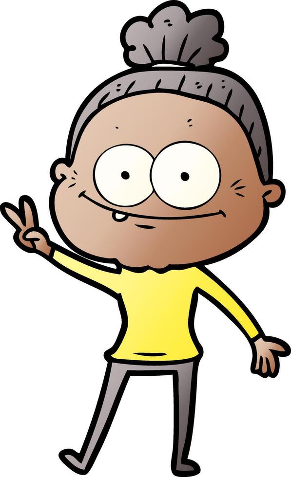 cartoon happy old woman vector