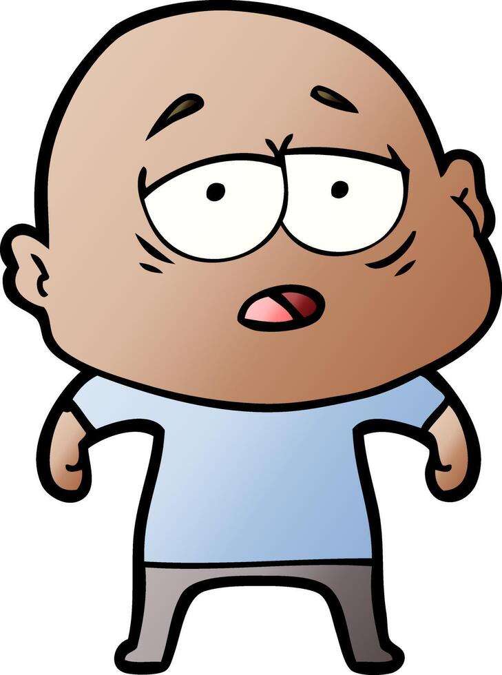 cartoon tired bald man vector