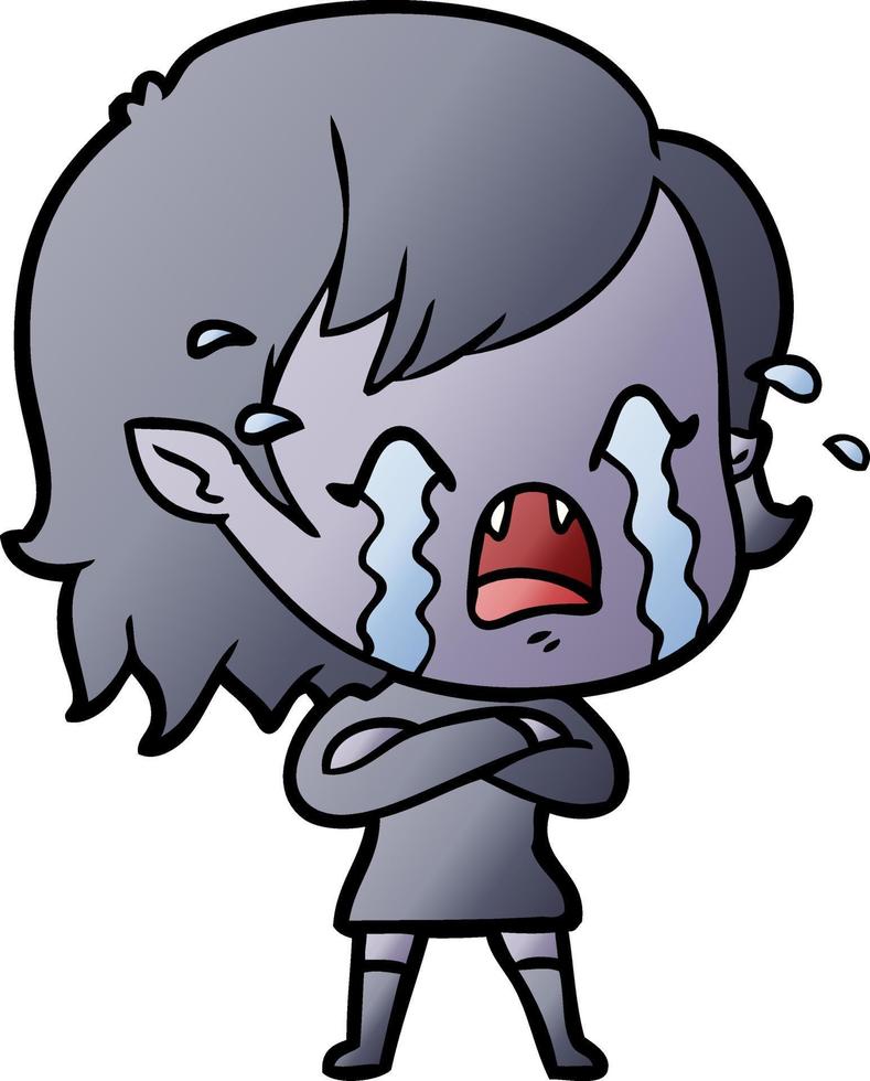 chica vampiro llorando de dibujos animados vector