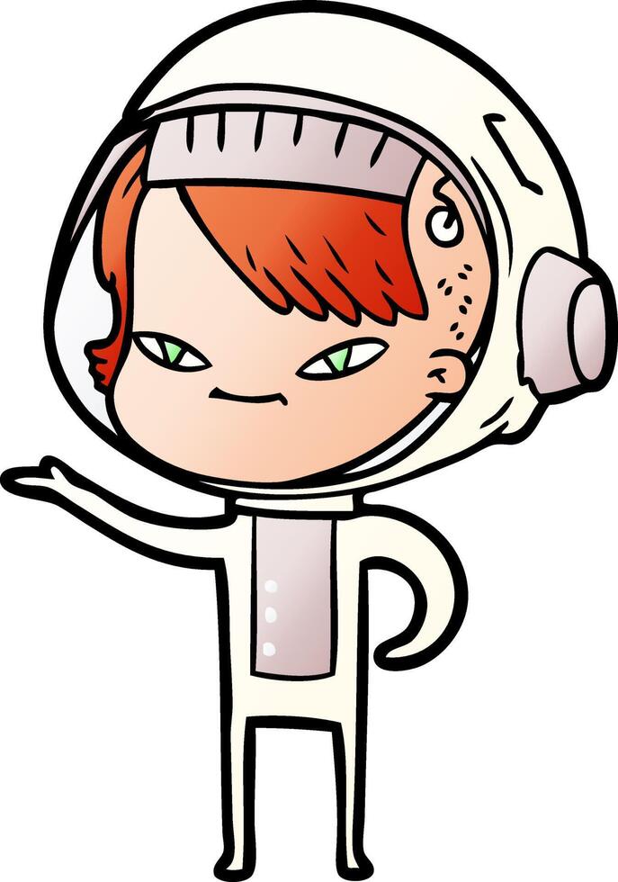 cartoon astronaut woman vector
