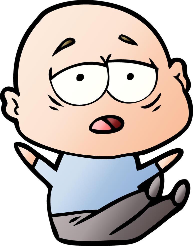 cartoon tired bald man vector