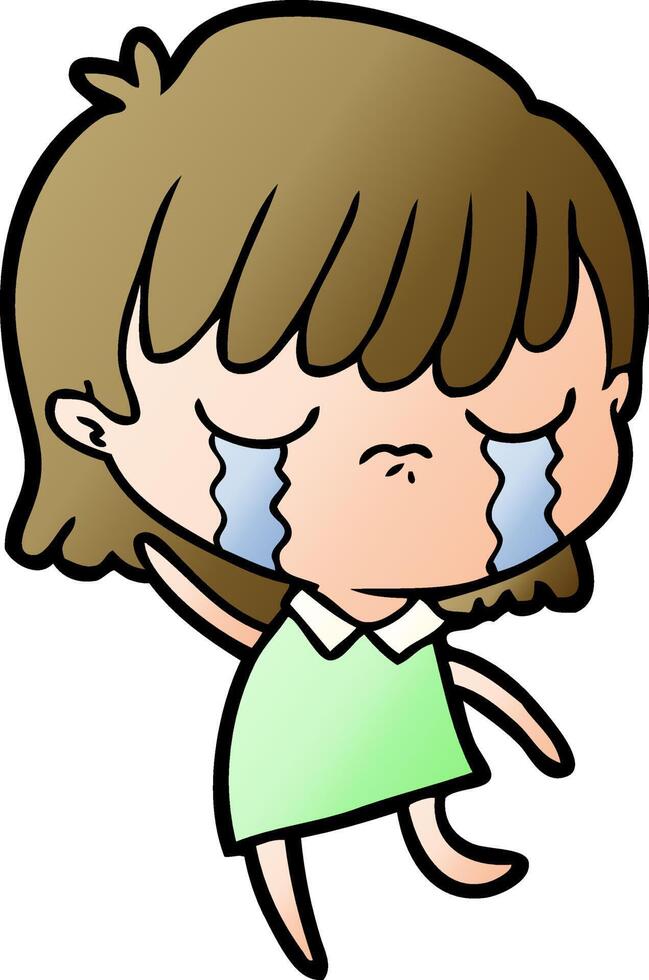 cartoon woman crying vector