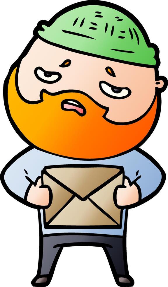 cartoon worried man with beard vector
