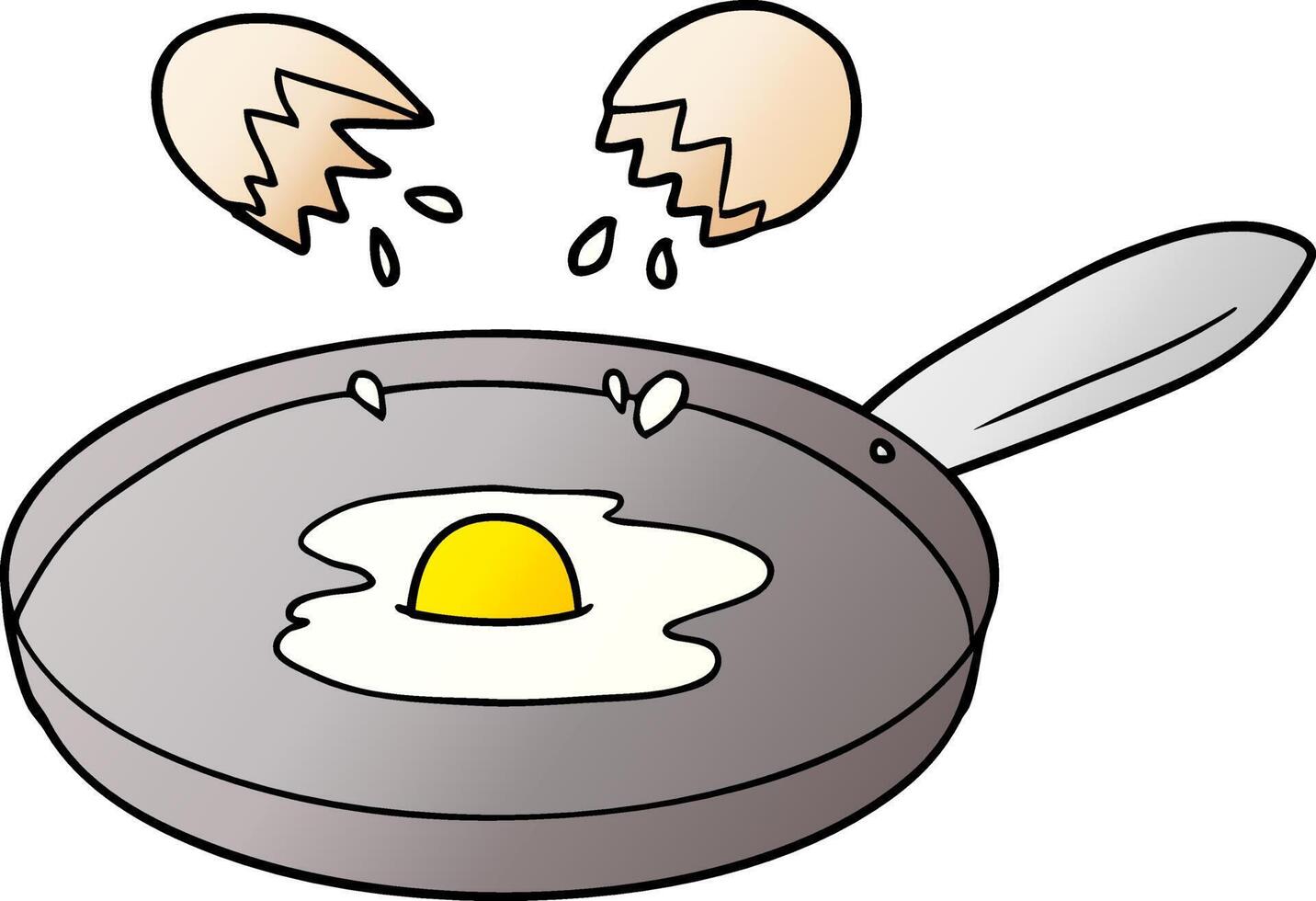 cartoon pan frying egg vector