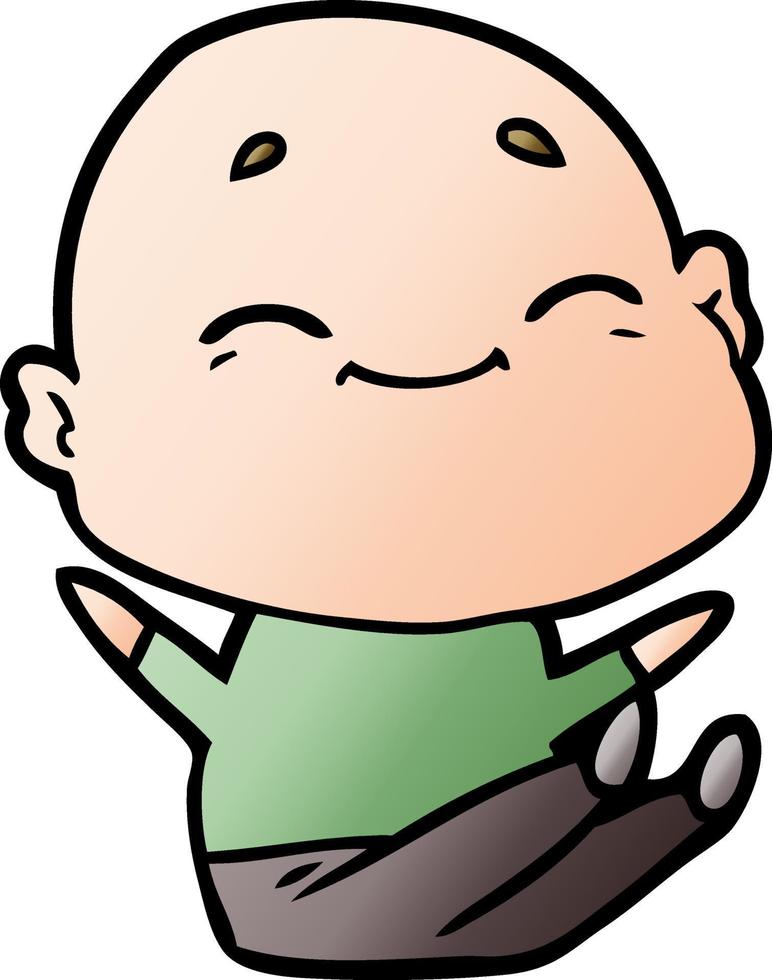 happy cartoon bald man vector