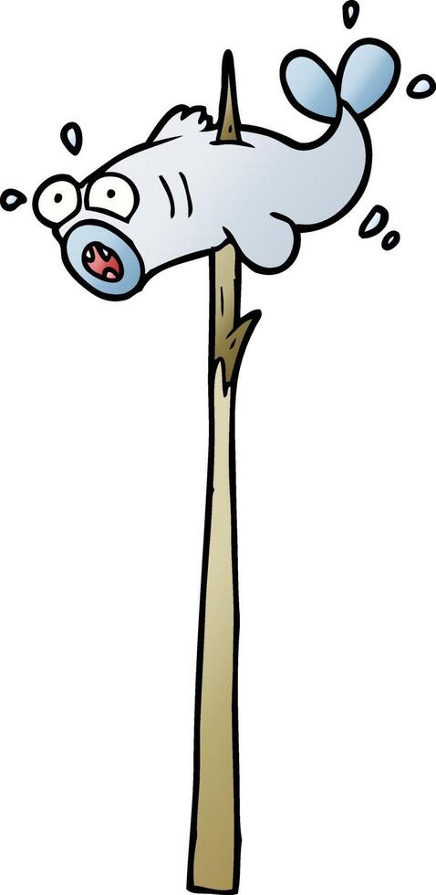 speared fish cartoon vector