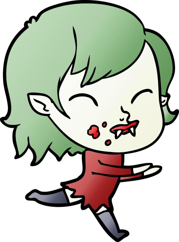 cartoon vampire girl with blood on cheek vector