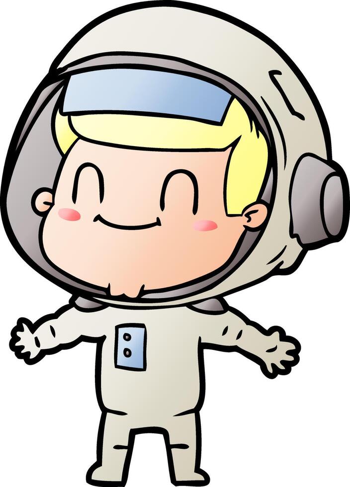 happy cartoon astronaut man vector
