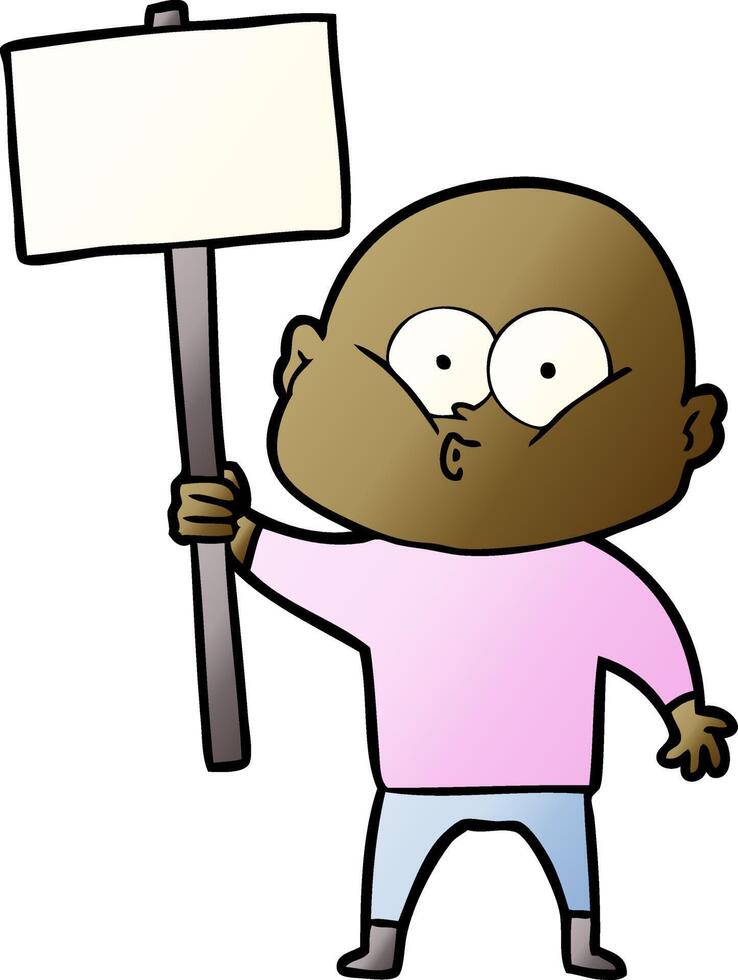 cartoon bald man staring vector