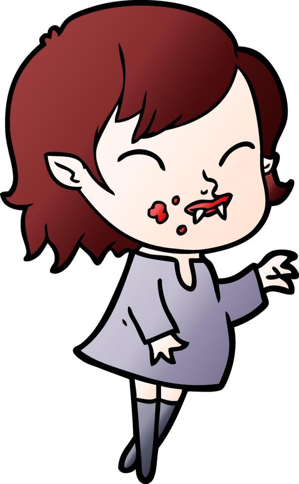 cartoon vampire girl with blood on cheek vector