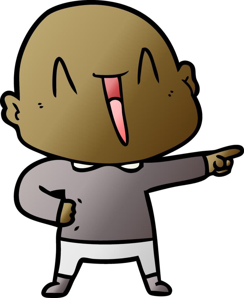 happy cartoon bald man vector